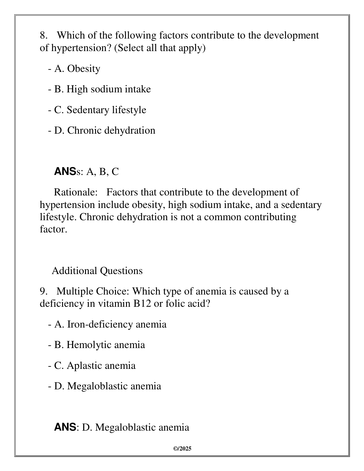 NURS 2508 Patho Test Bank 2025 WGU OA Exam