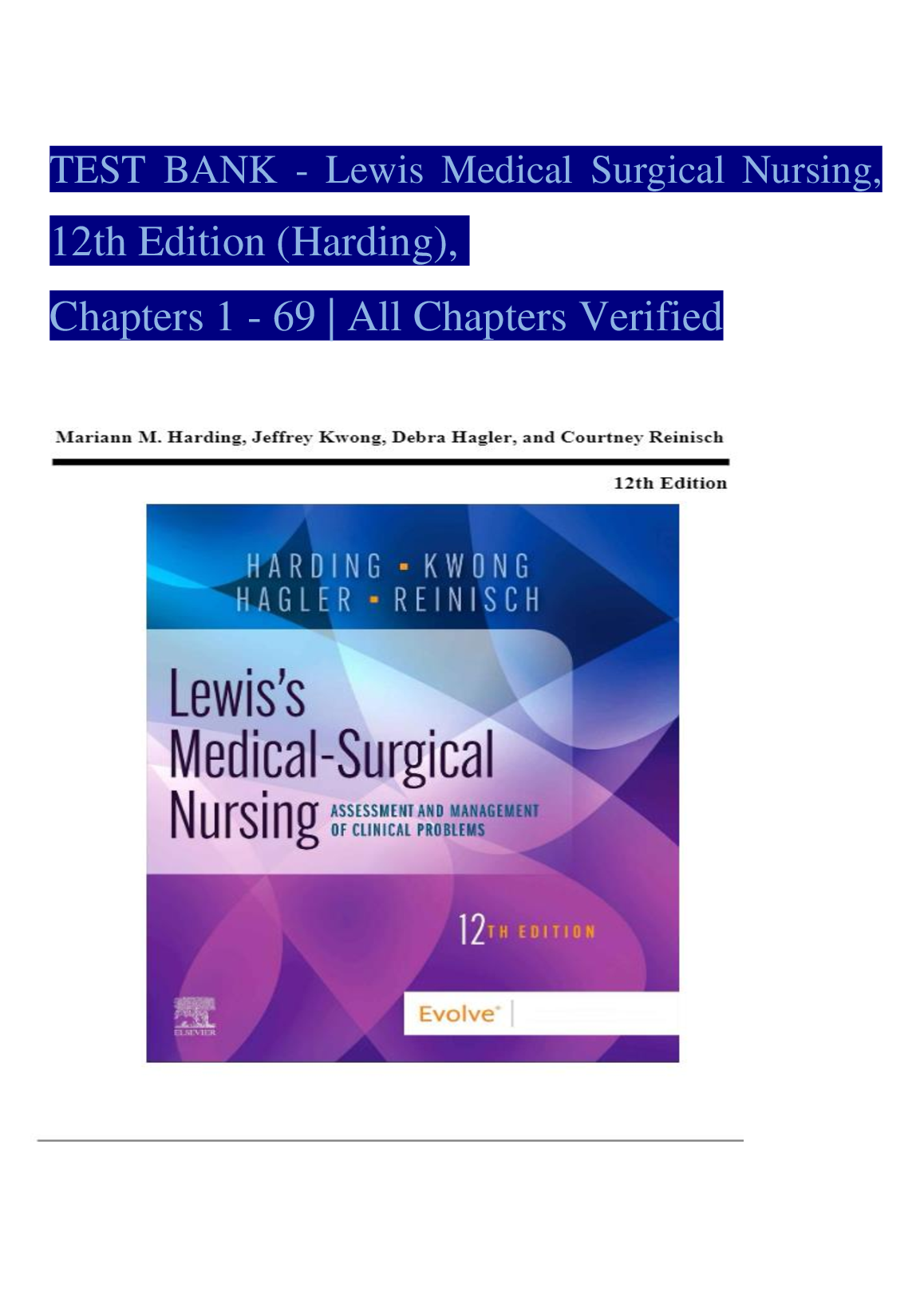 Lewis Med Surg Nursing Test Bank 12th Ed 2026/27