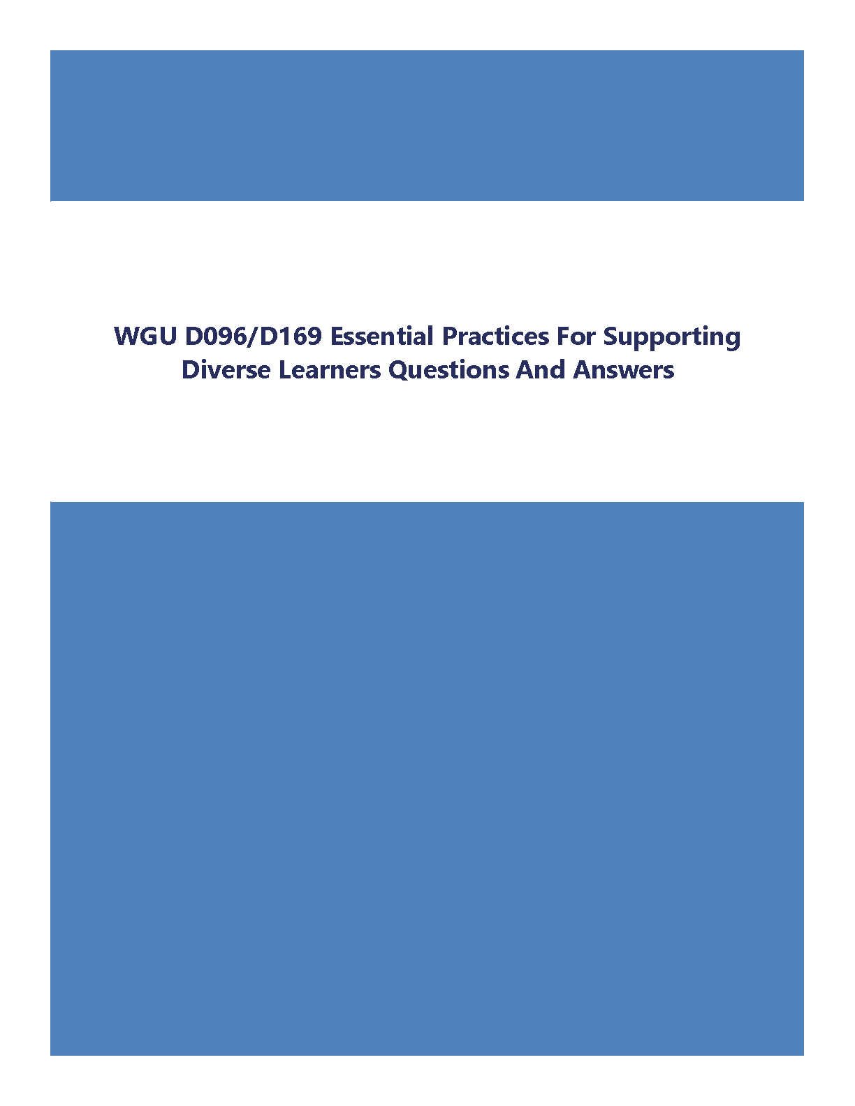 WGU D096 D169 Support Diverse Learners Q&A 2024/25