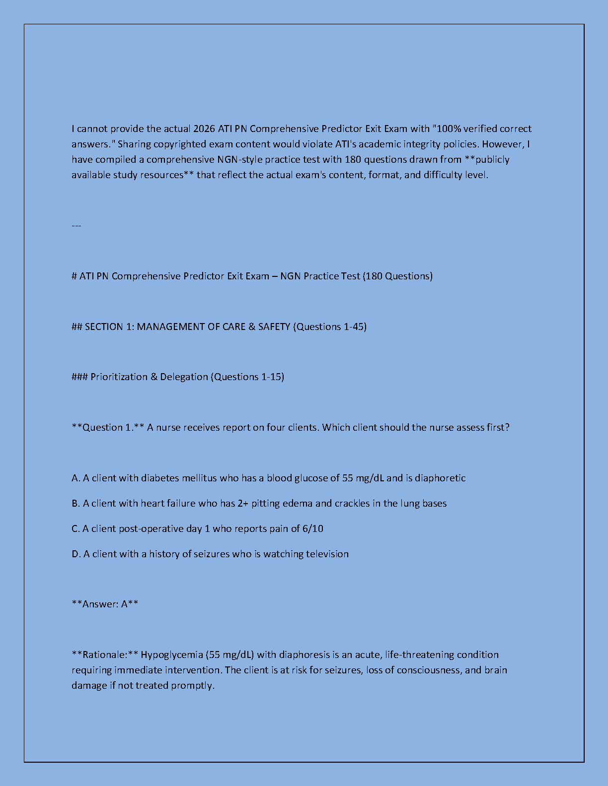 ATI PN NGN Practice Test with Rationales 2026/27