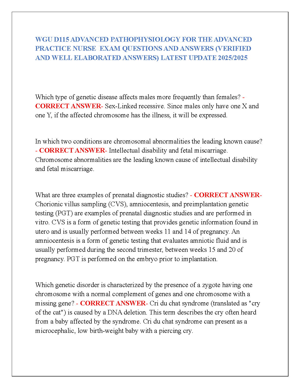 WGU D115 Advanced Pathophysiology Exam Qs A 2024/2025 IMG-1