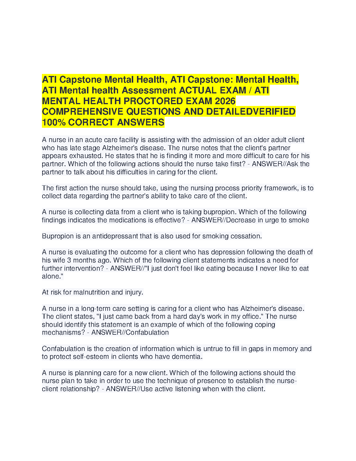 ATI Mental Health Capstone Exam Questions 2026/27 IMG-1
