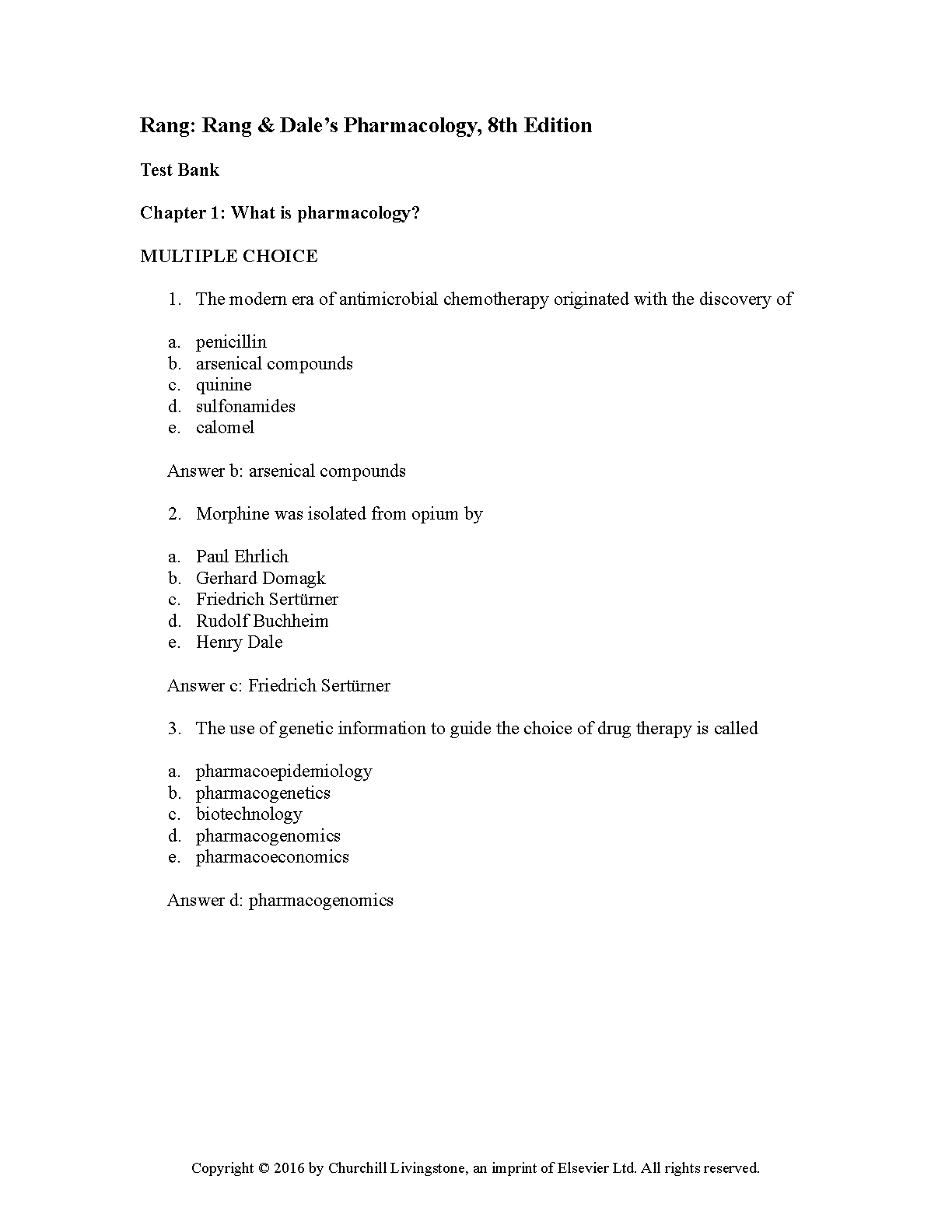 Rang and Dale's Pharmacology 8th Edition TEST BANK IMG-1