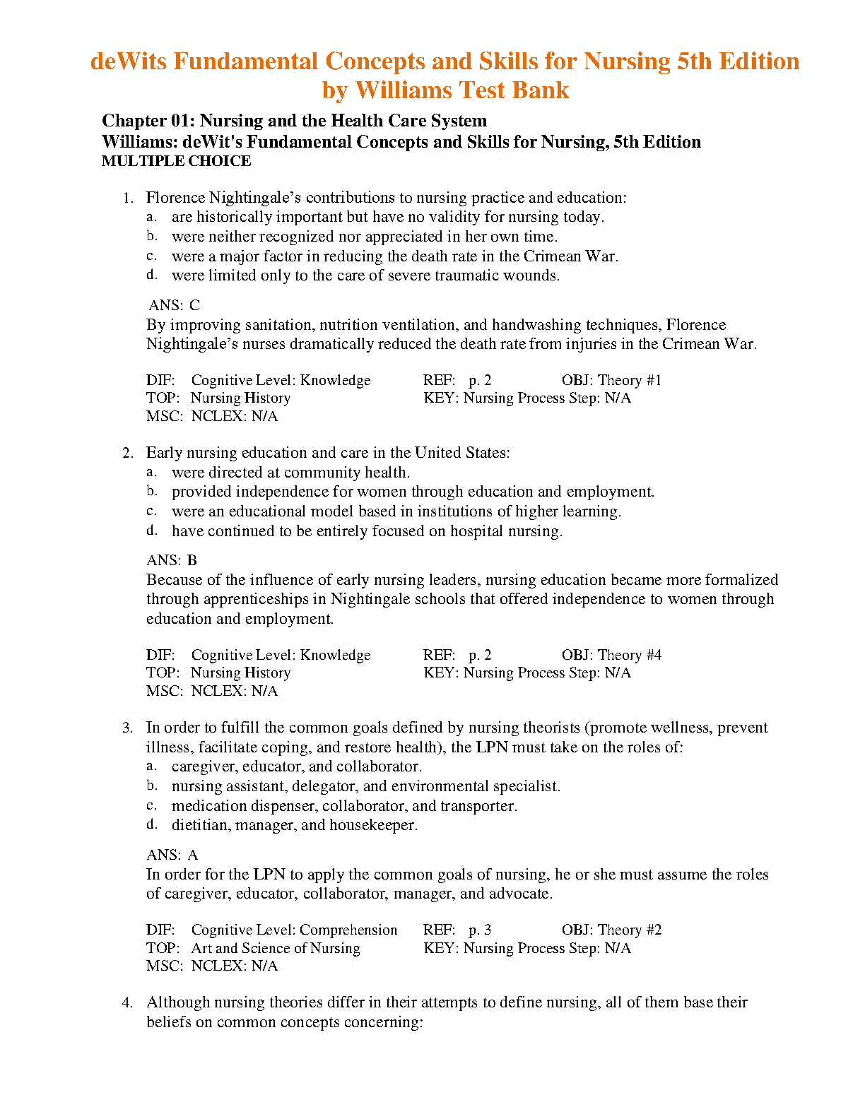 Nursing Fundamentals Test Bank 5e | 2026/27 Revision IMG-1
