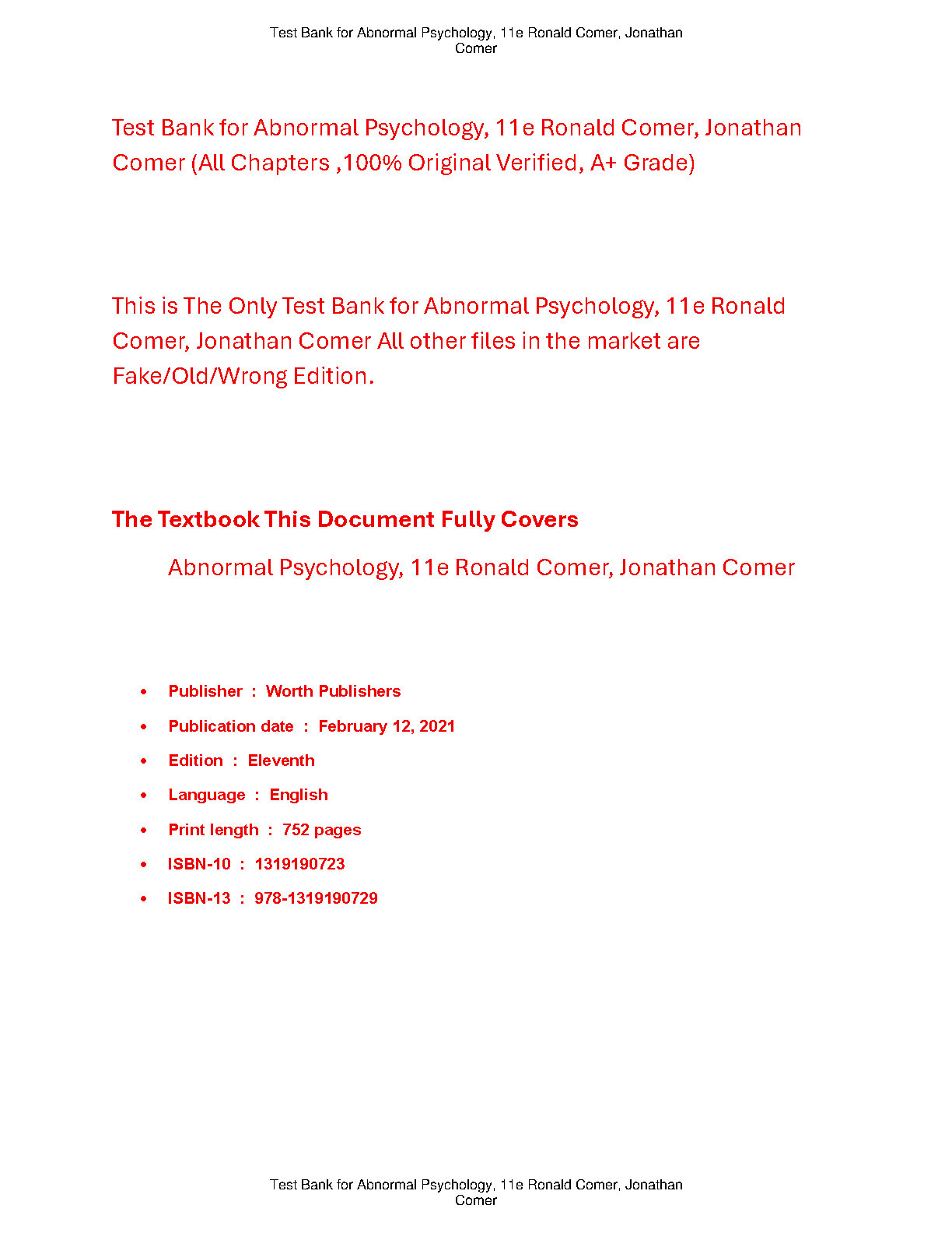 Abnormal Psych Test Bank 11e Comer IMG-1