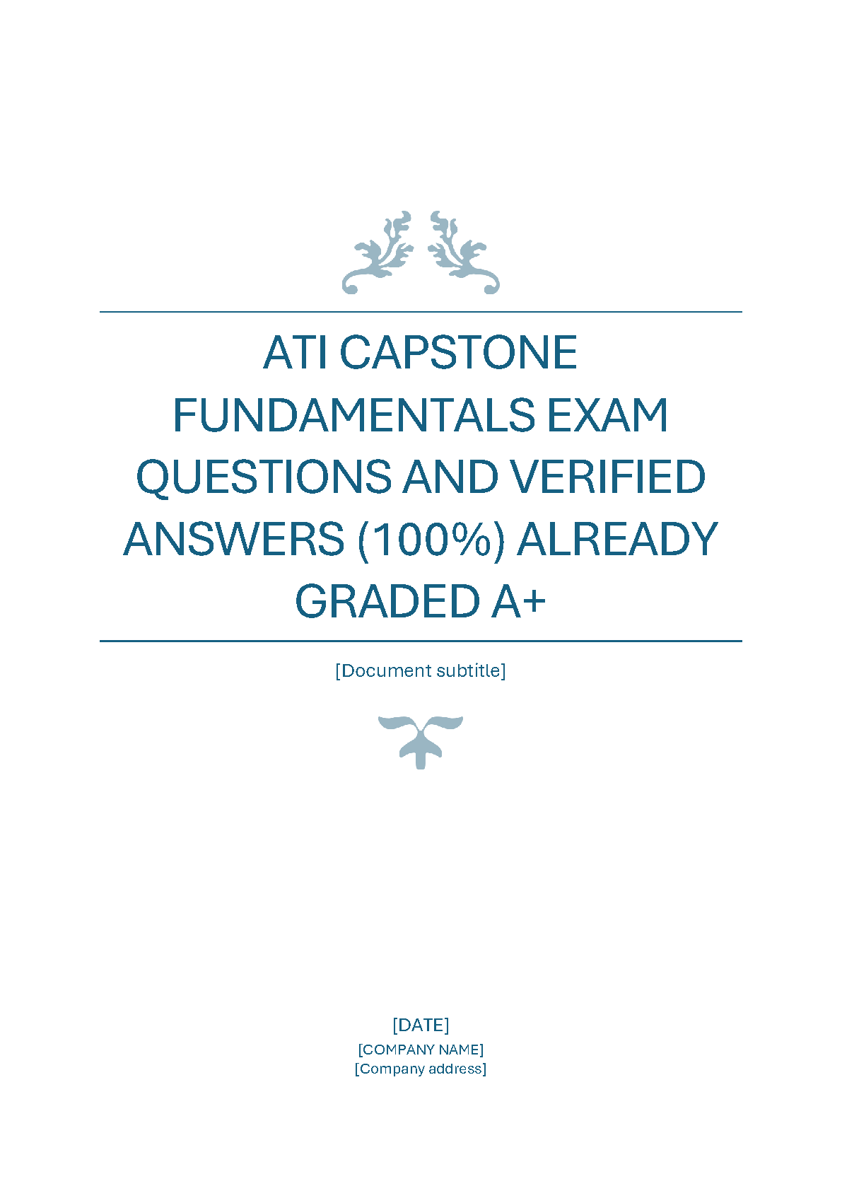 ATI Capstone Fundamentals Exam Questions & Answers 2026/27