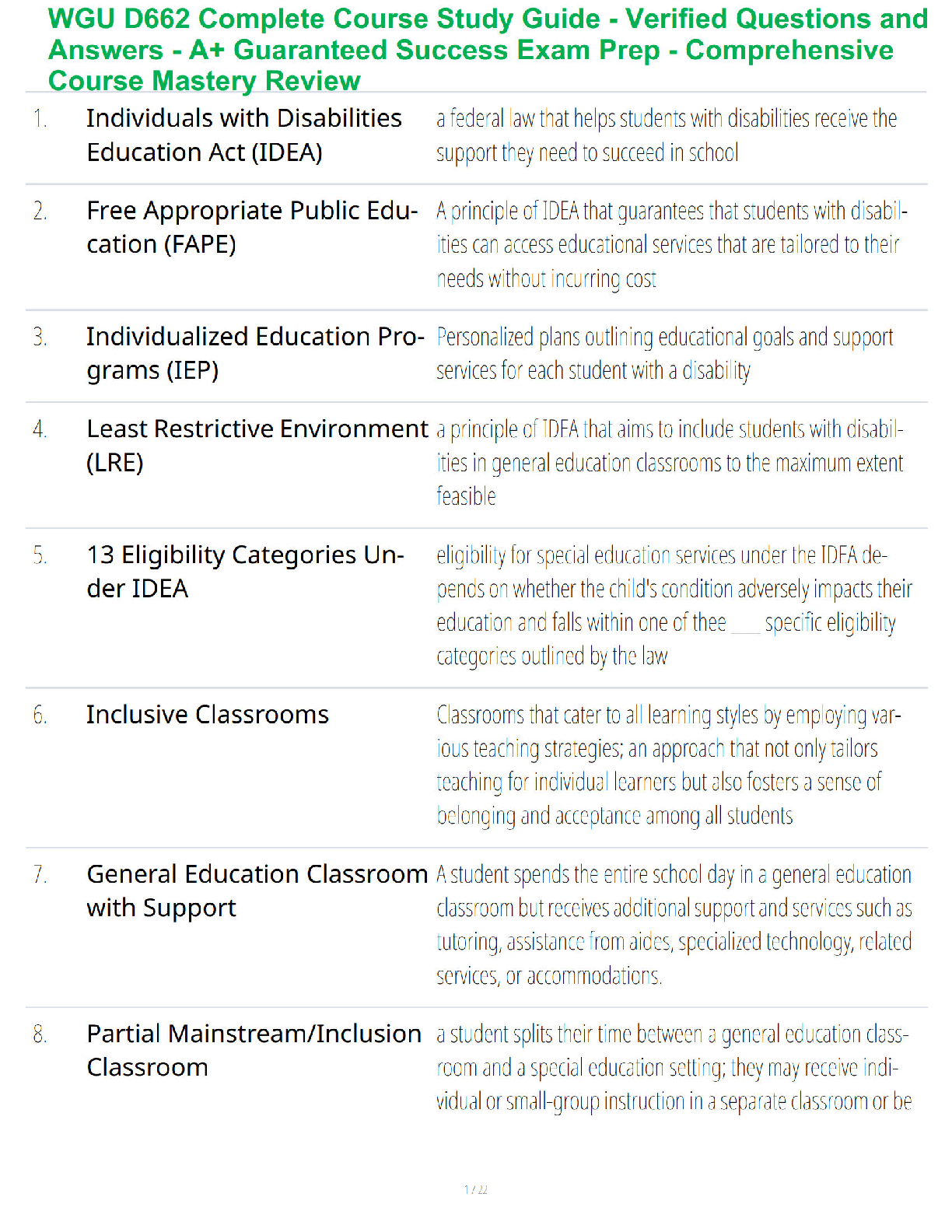 WGU D662 Special Education Study Guide 2026/27 with Answers