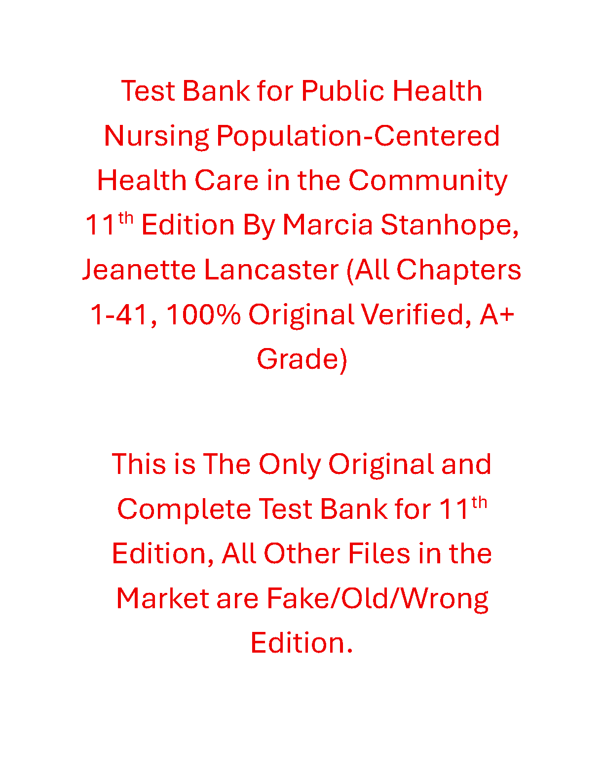 Public Health Nursing 11th Edition TEST BANK IMG-1