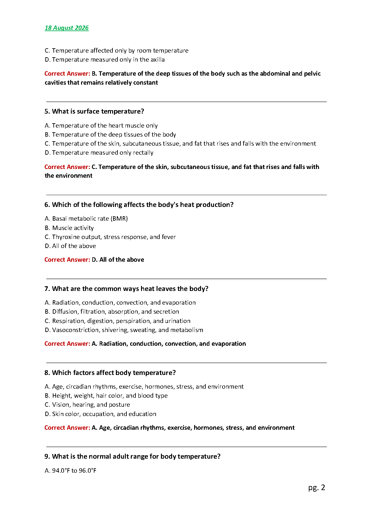 Nursing Fundamentals Exam 2 Test Bank Vital Signs 2026