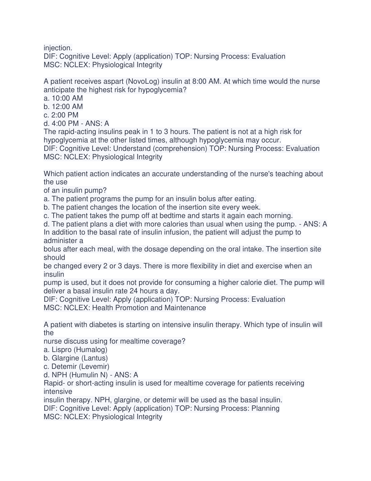 Diabetes Mellitus Q&A Lewis Med Surg Nursing Ch 48 2026/27