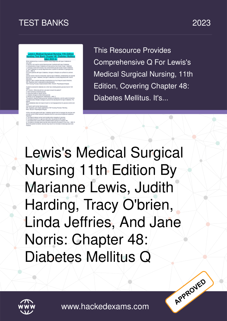 Diabetes Mellitus Q&A Lewis Med Surg Nursing Ch 48 2026/27