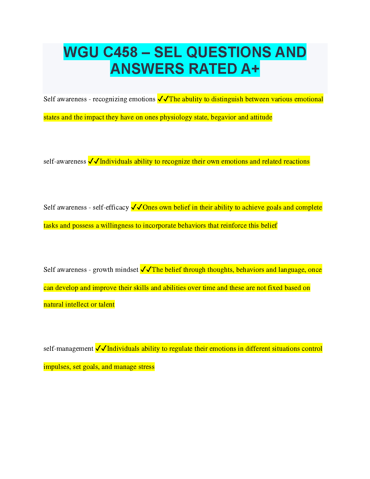 WGU C458 SEL Questions and Answers Rated A+ IMG-1