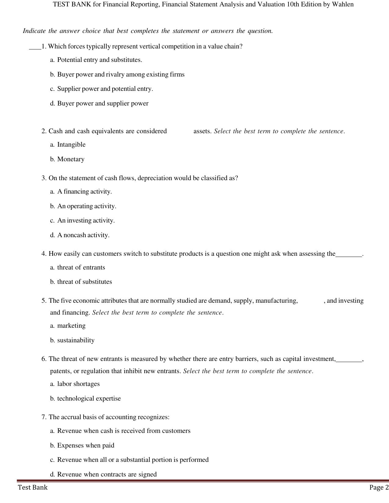 Financial Reporting 10th Edition Exam Review
