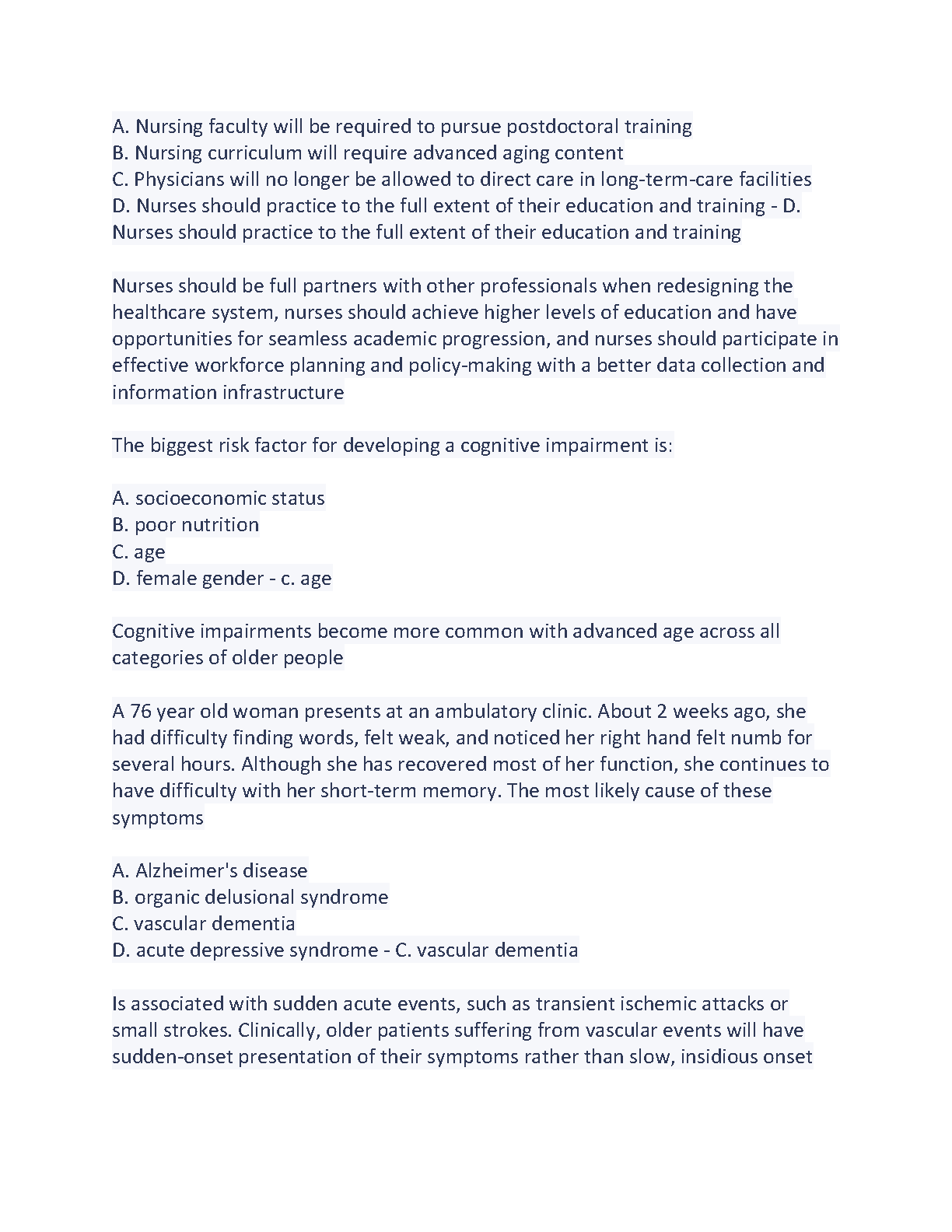 ANCC Gerontological Nursing Qs 2026/27