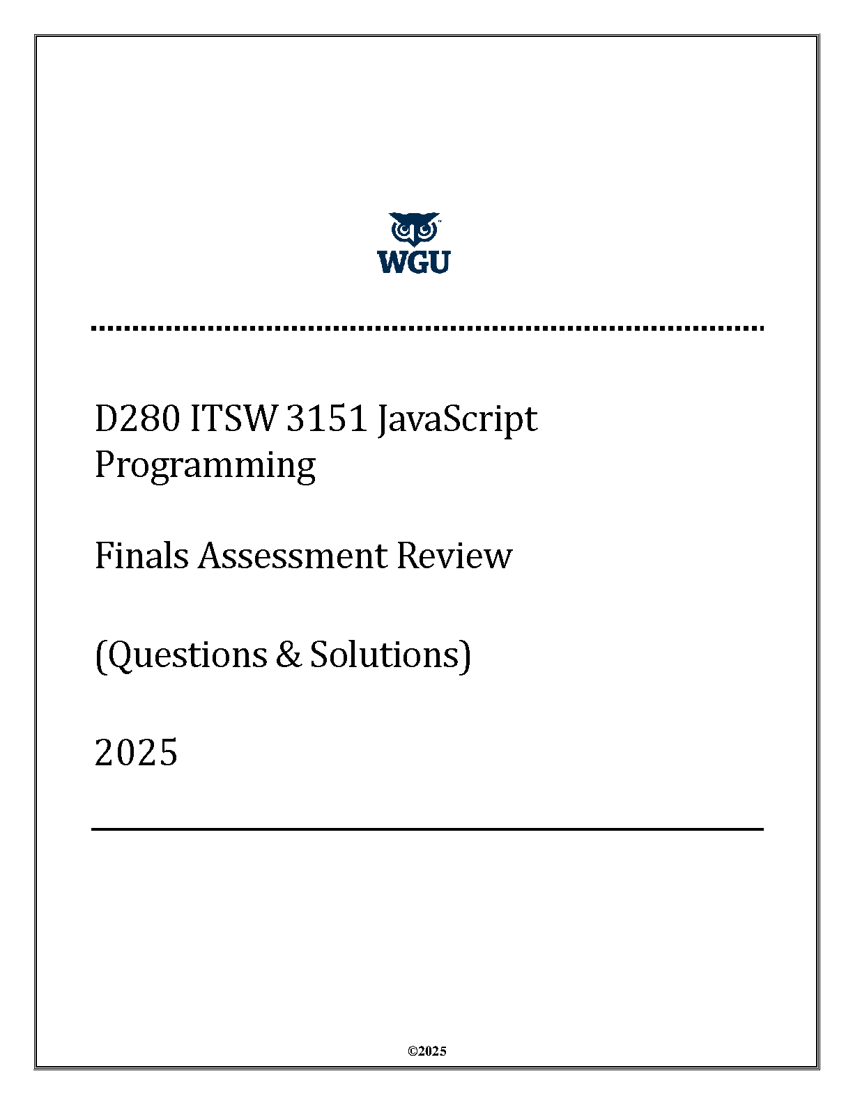 WGU D280 JS Test Bank & Final Exam Guide IMG-1