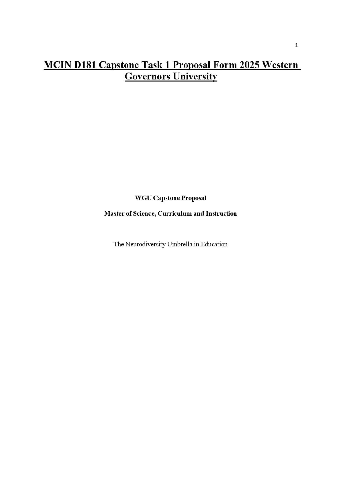 WGU MCIN D181 Capstone Task 1 Proposal 2025 Guide