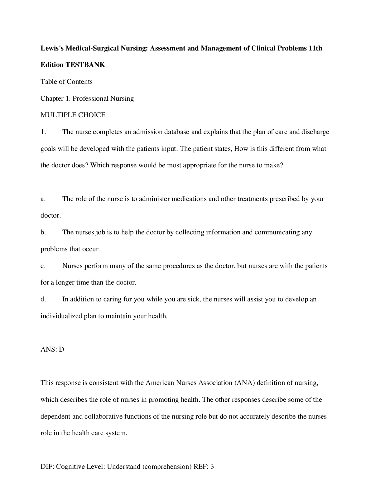 Lewis Med Surg Nursing 11e Test Bank 2026/27