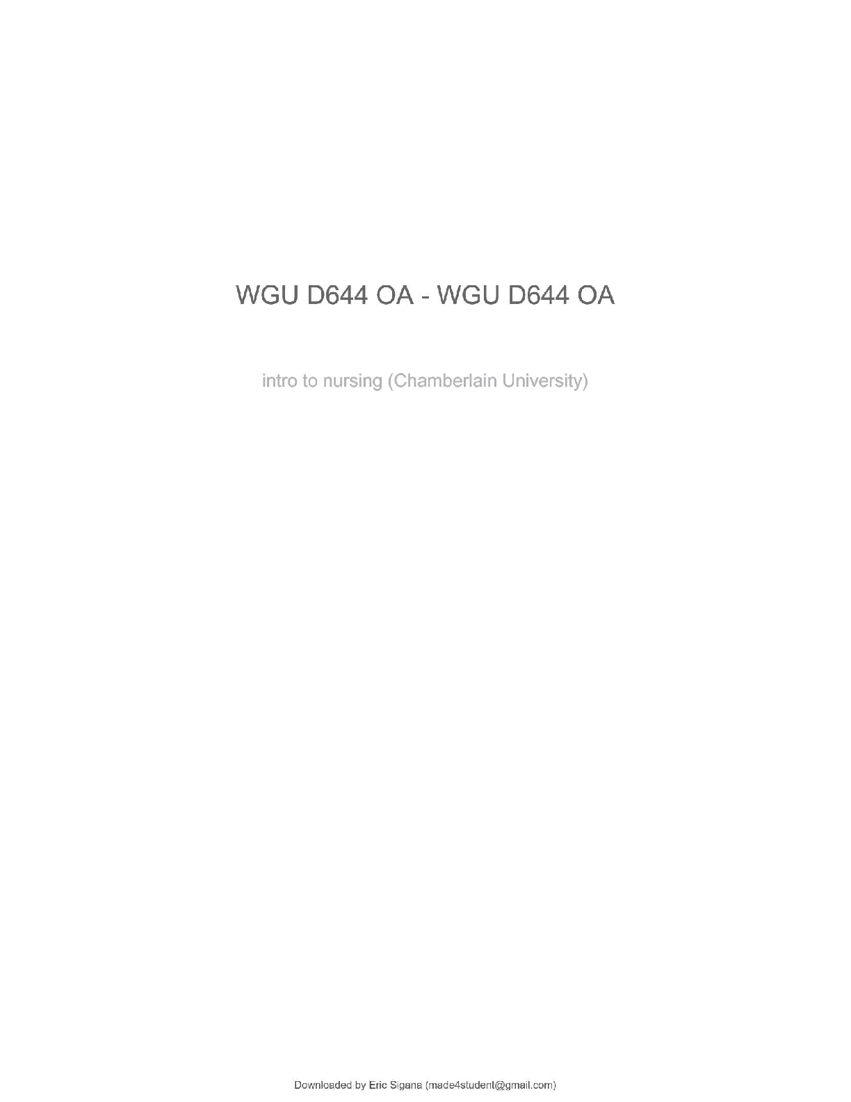 WGU D644 Introduction to Nursing Study Guide 2024-2025