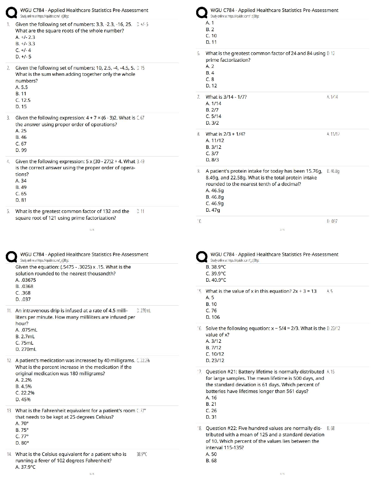 WGU C784 Healthcare Stats Test Bank Pre-Assessment Q&A IMG-1