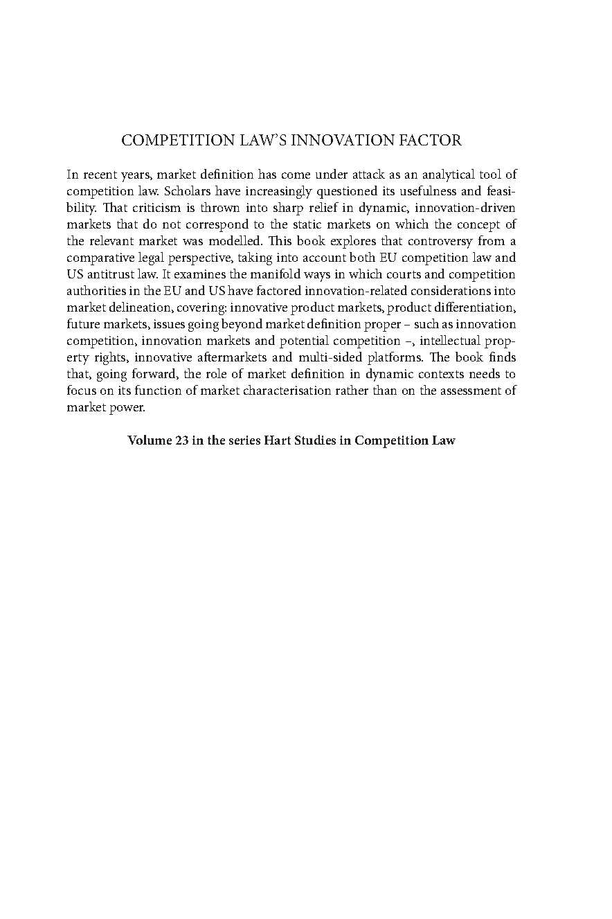 Competition Law Innovation Factor: EU & US Antitrust Analysis