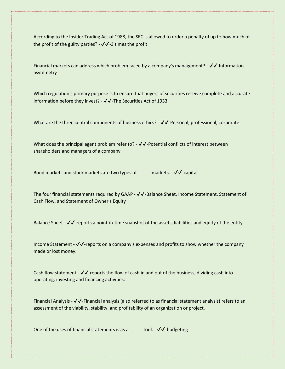 WGU C708 Principles of Finance Exam Qs & Answers