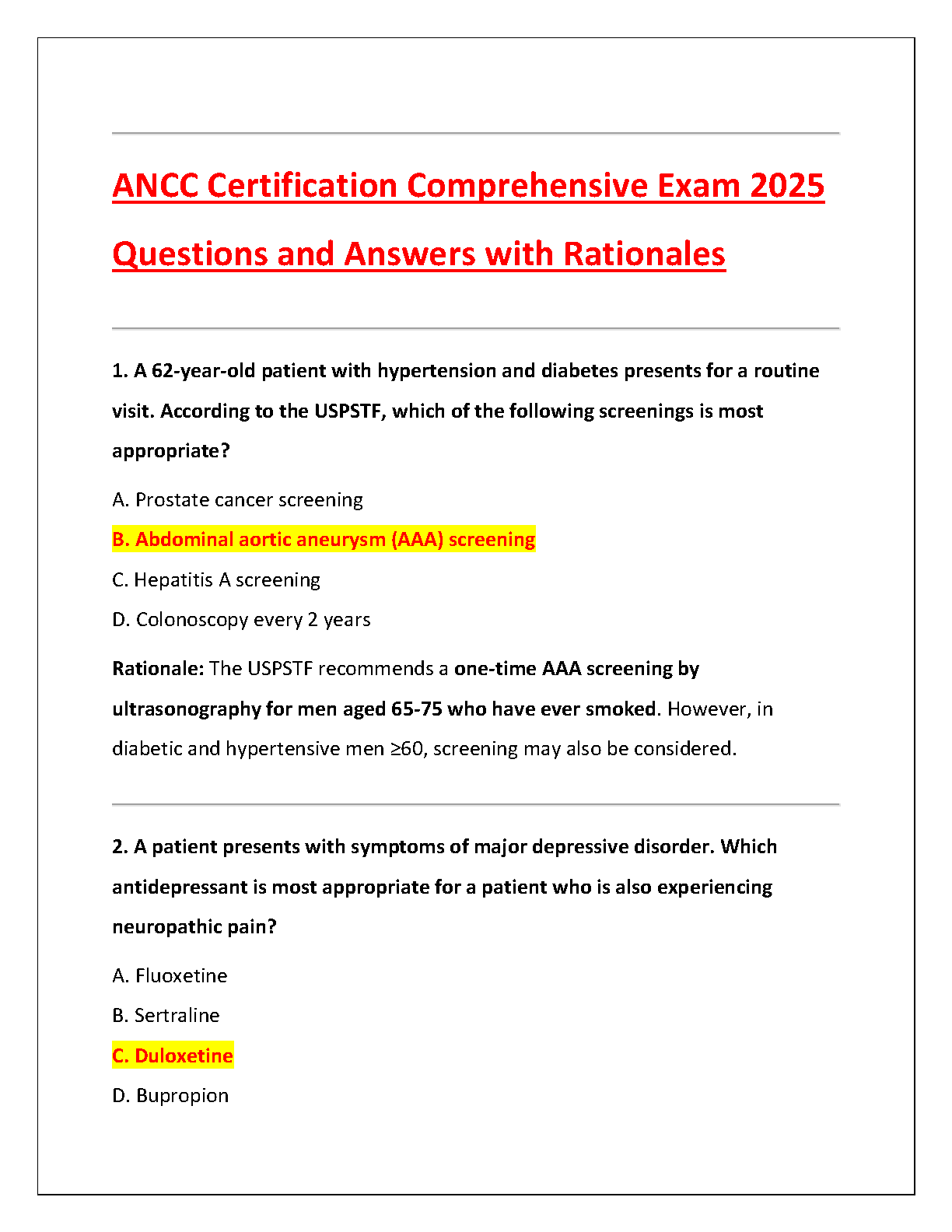 ANCC Exam Prep 2026/27: Questions & Rationales IMG-1