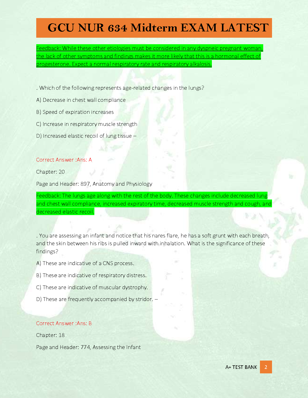 NUR 634 Midterm Test Bank | Bates Guide 13e