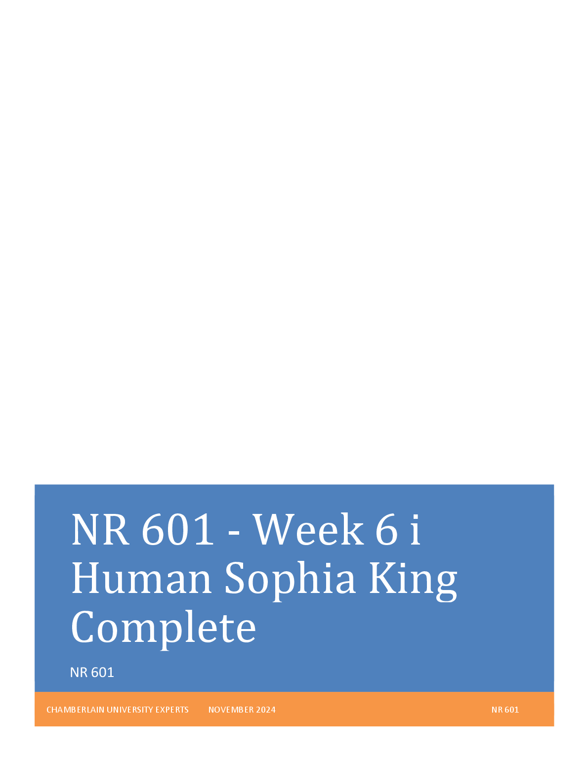 NR 601 Week 6 Study Guide Chamberlain Nursing 2024