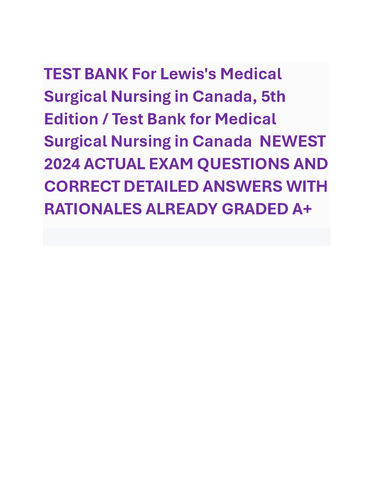 Lewis Med-Surg Nursing Test Bank 5th Can Ed 2026 IMG-1