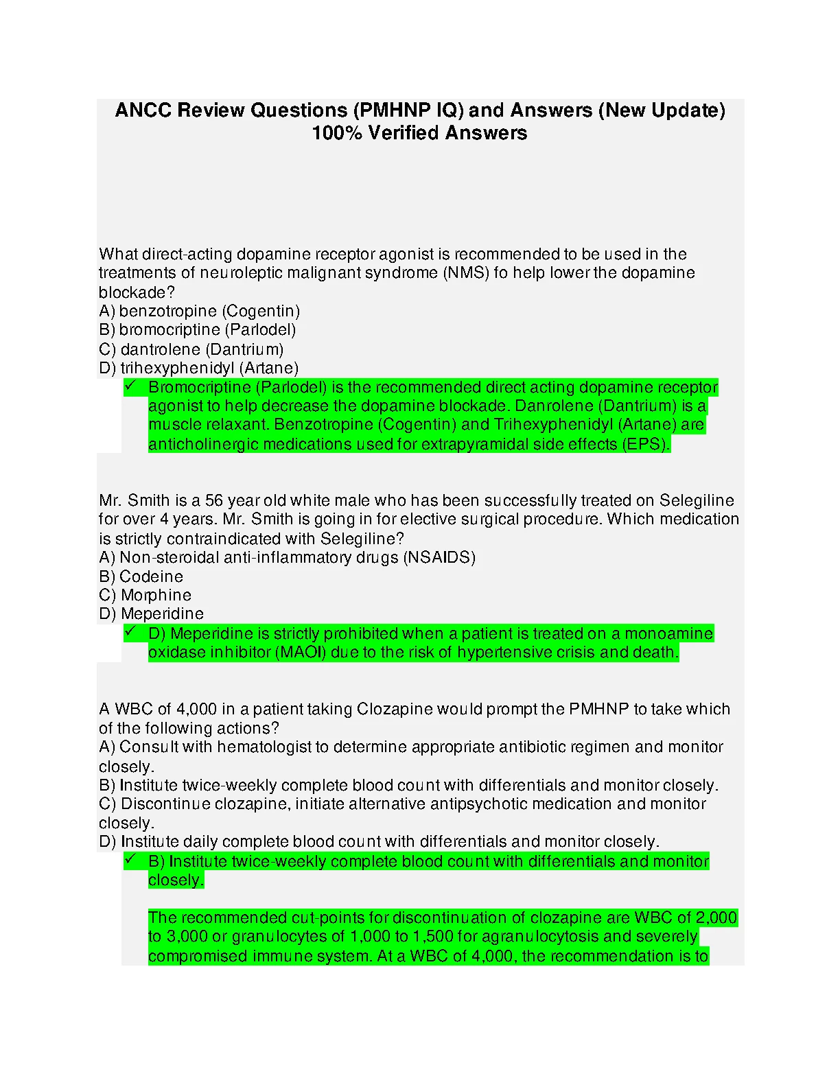 ANCC PMHNP-BC Exam Prep: Verified Practice Questions & Answers