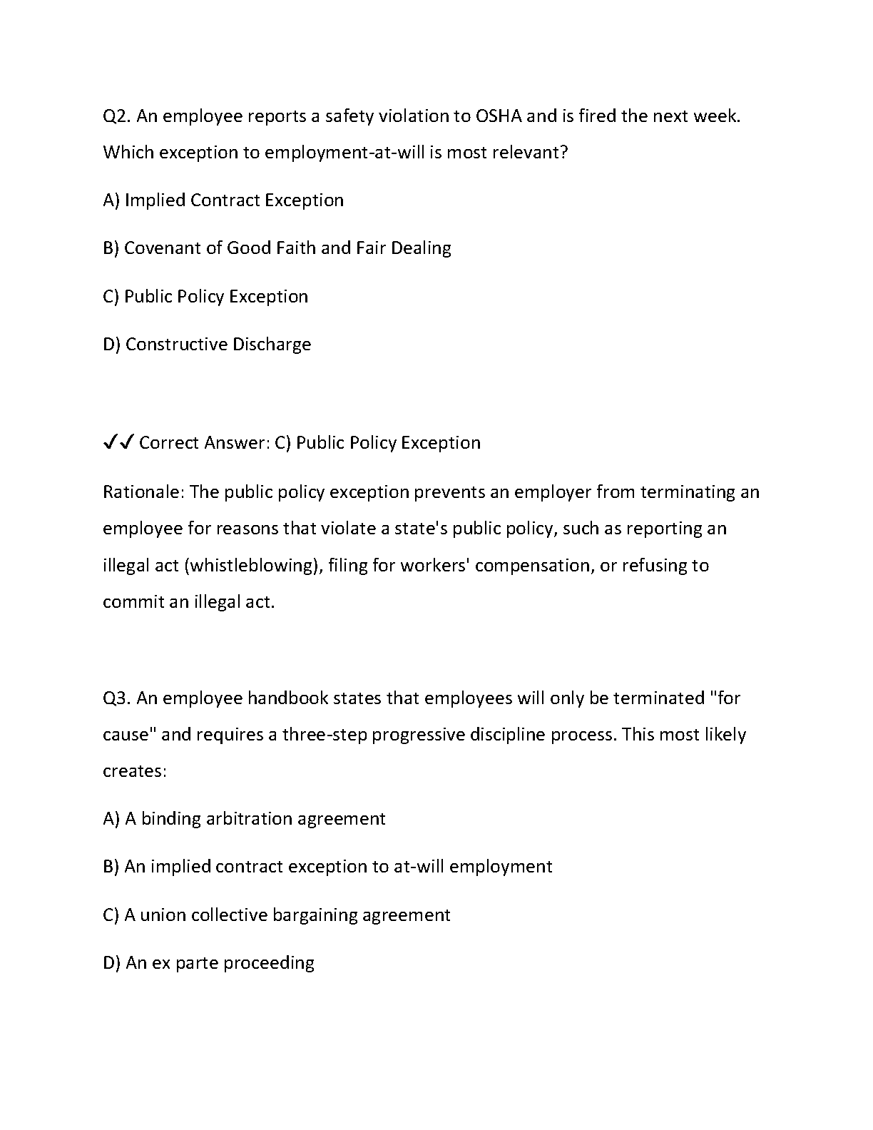 WGU D352 Employment Labor Law Final Exam Study Guide 2026