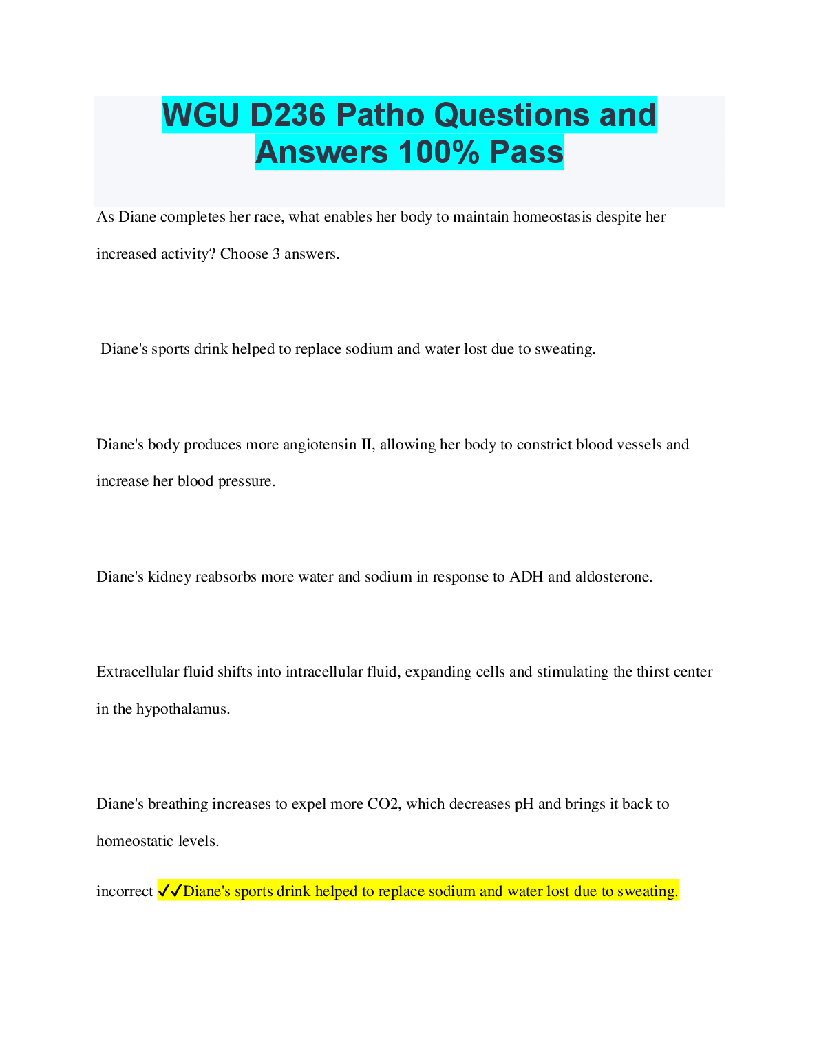 WGU D236 Patho Quizlet and Practice Questions Bank