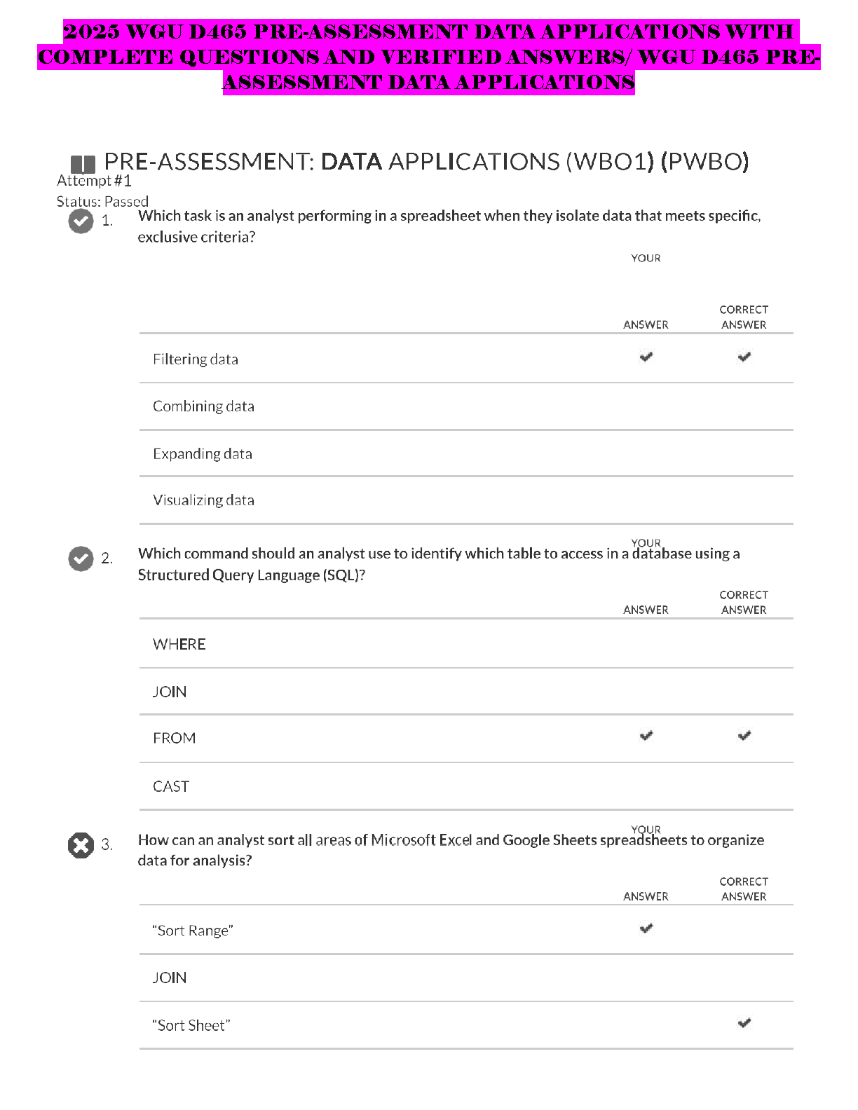 WGU D465 Data Apps Pre-Test 2025 Answers & Guide IMG-1