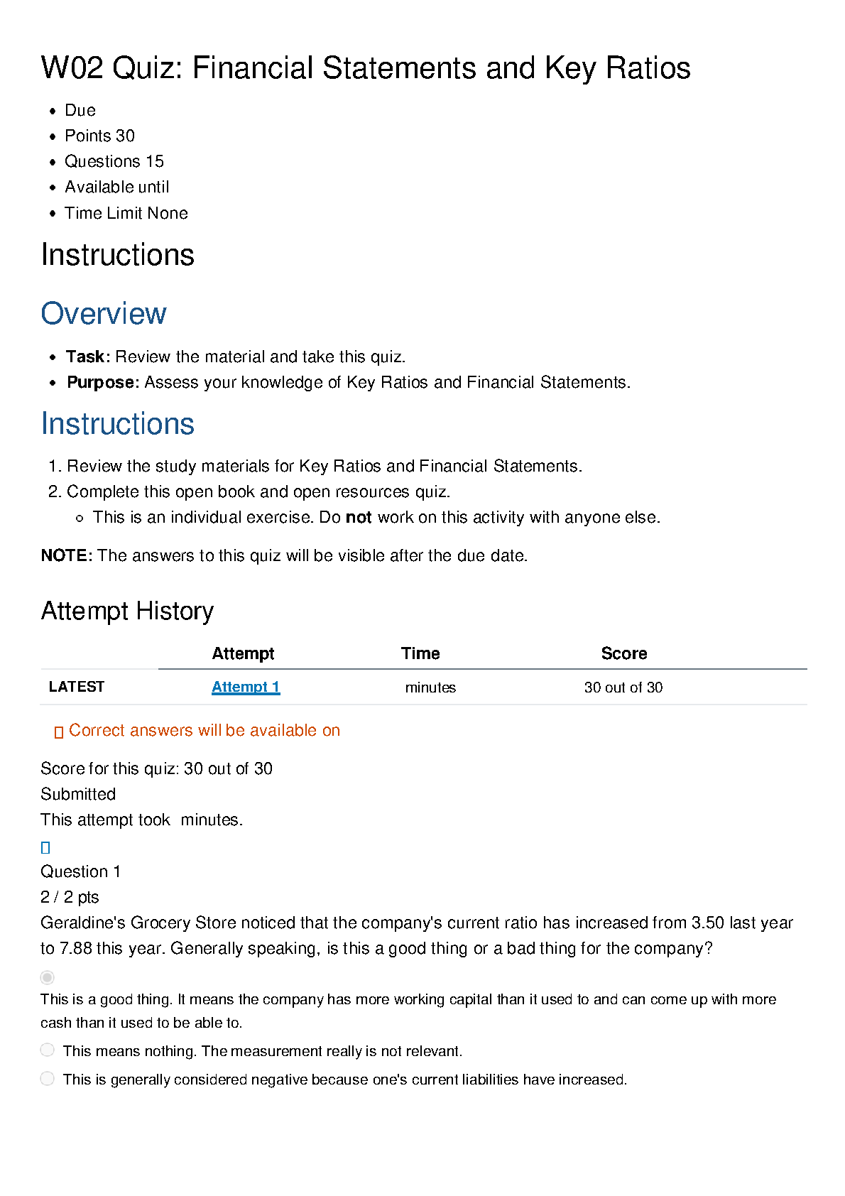 WGU C214 W02 Quiz: Financial Statements & Ratios Answered IMG-1