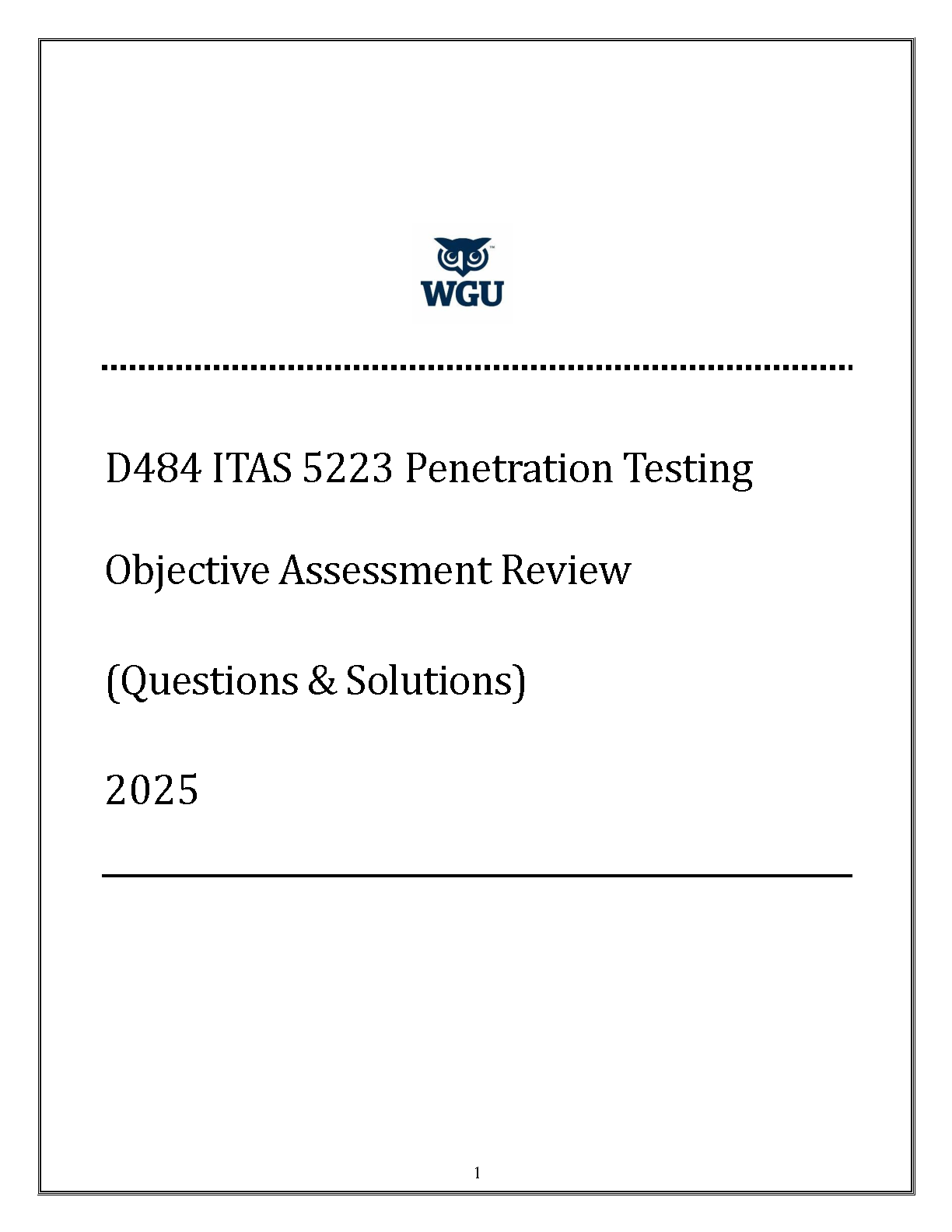 ITAS 5223 Penetration Testing OA Review Questions & Answers