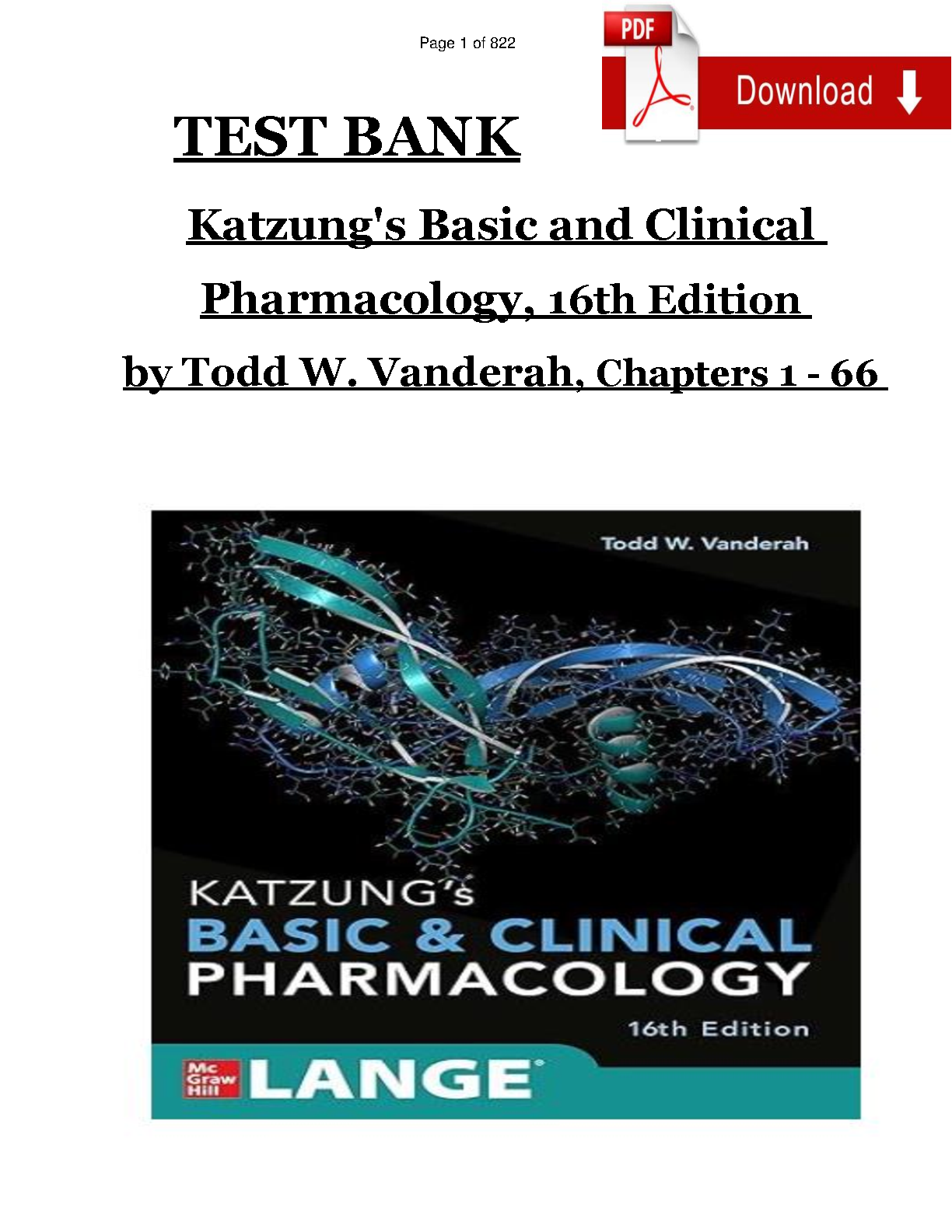 Katzung's Basic and Clinical Pharmacology 16th Edition