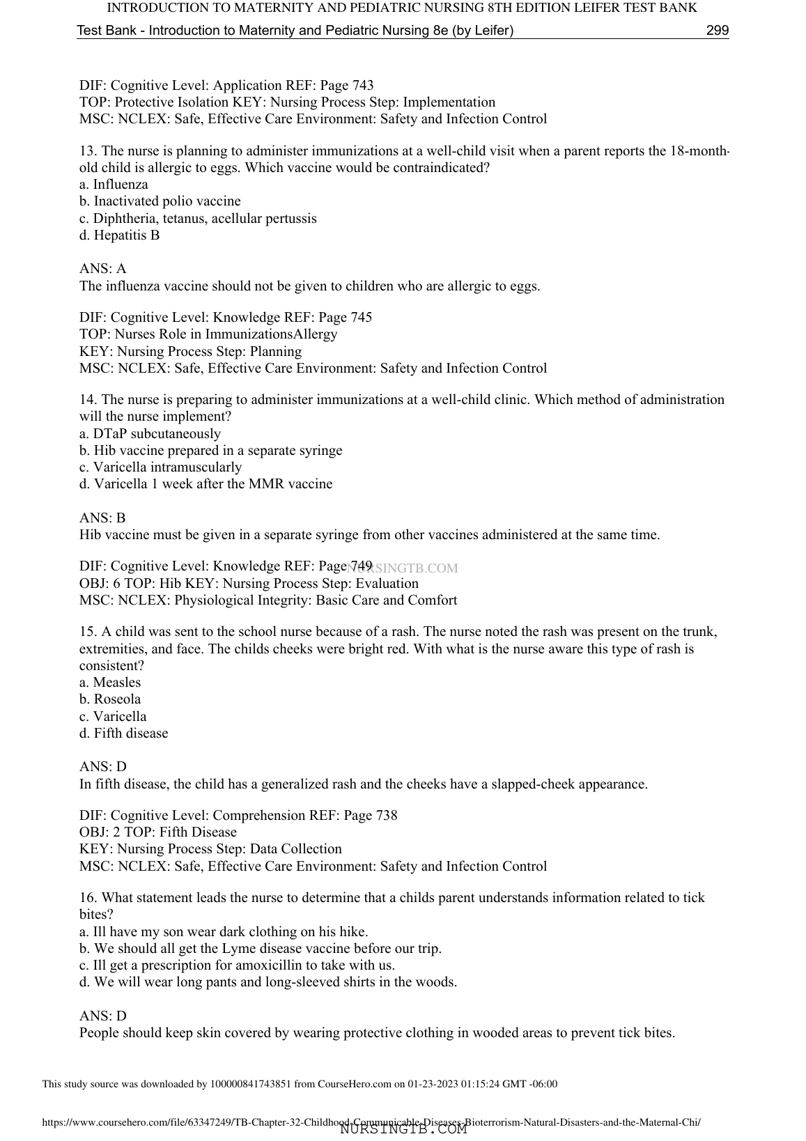 Maternity & Pediatric Nursing Test Bank Ch 32 2026/27 IMG-1