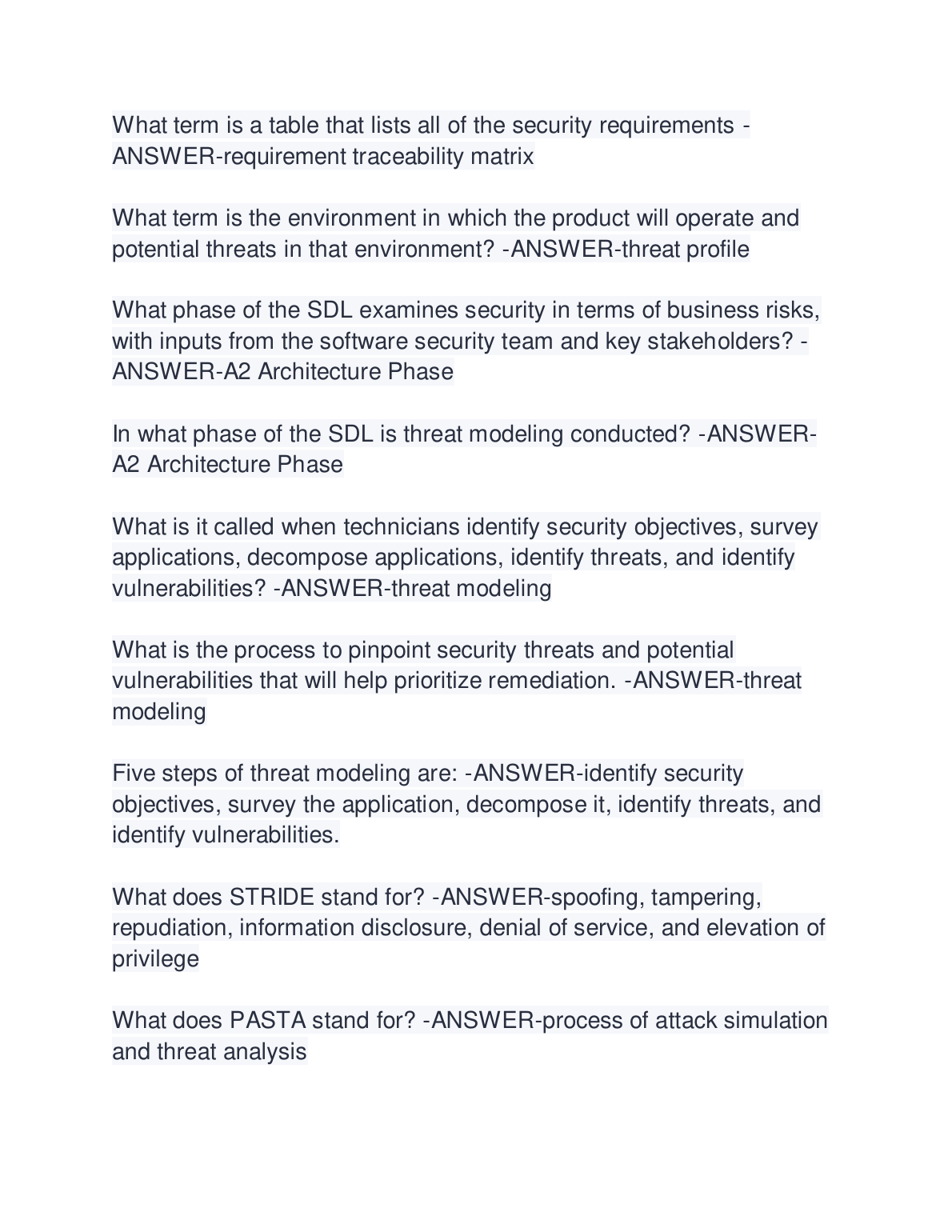 WGU D487 Secure Software Design Exam Questions 2025 A+