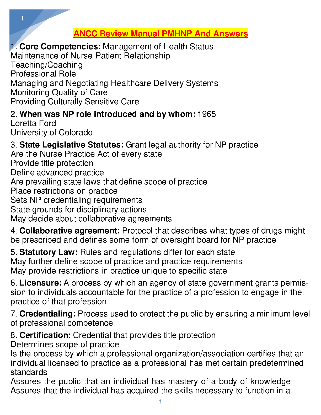 ANCC PMHNP Exam Prep Guide 2026/2027 Study Resource