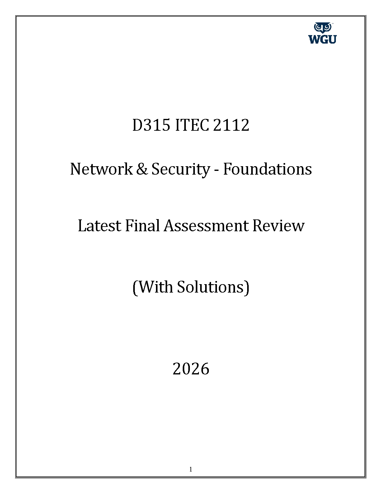 D315 ITEC 2112 Network Security Final Exam Guide IMG-1