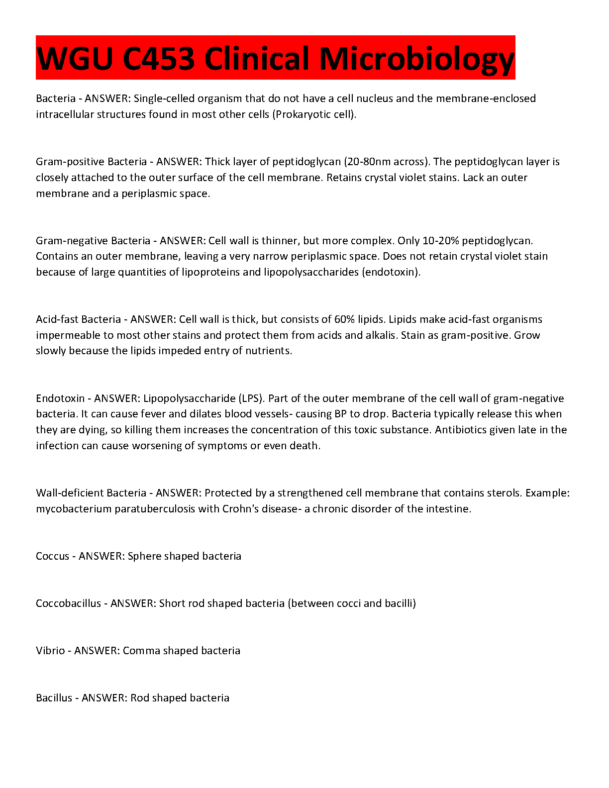 WGU C453 Clinical Microbiology Study Guide 2024 IMG-1