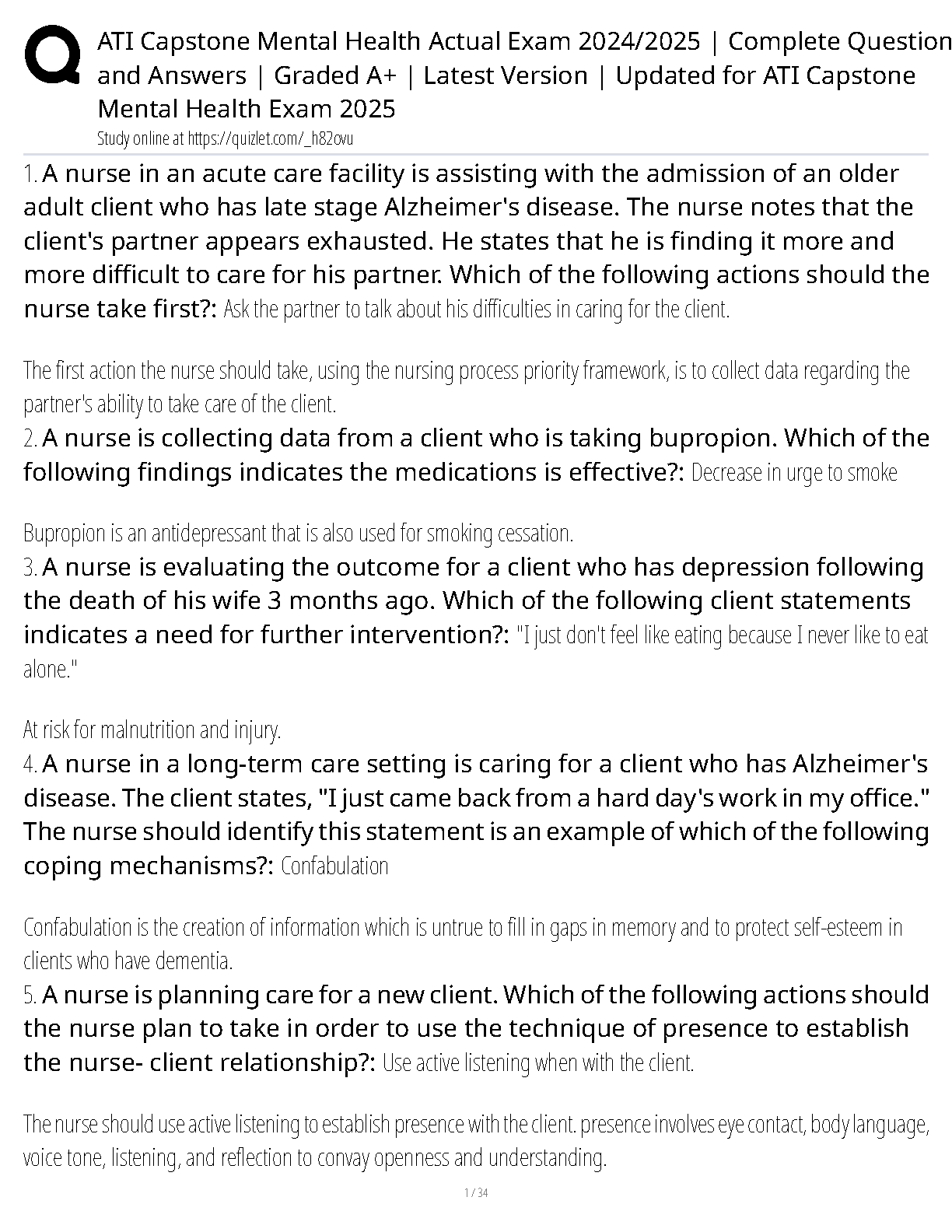 ATI Capstone Mental Health Exam Questions 2026/27