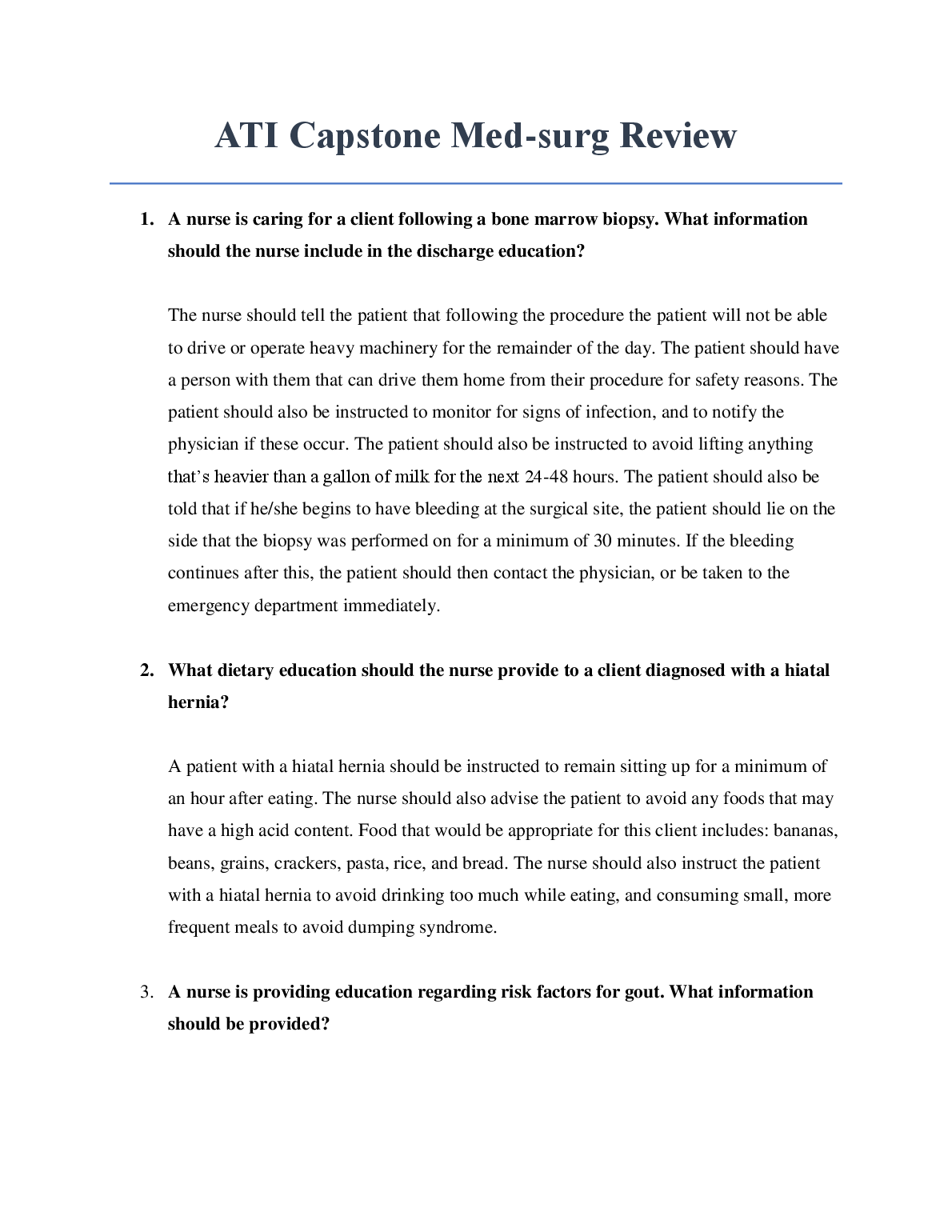 ATI Capstone Med Surg Nursing Review 2026