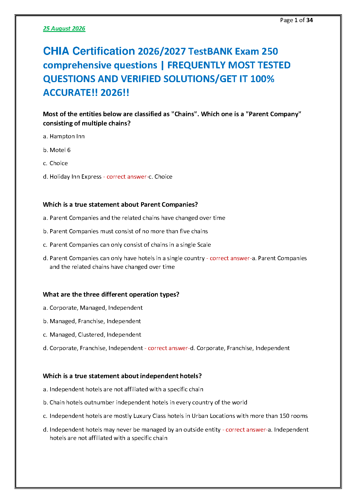 CHIA Certification Test Bank 2026: 250 Verified Q&A