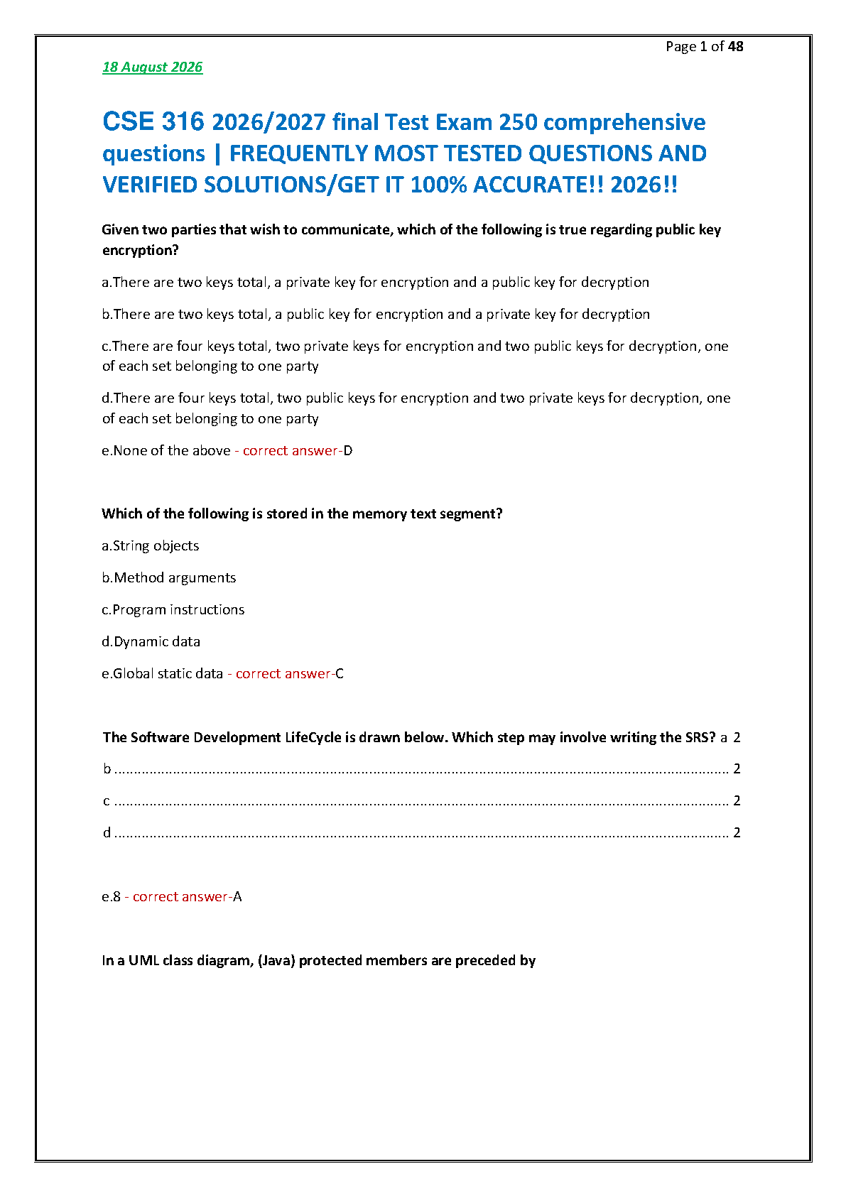 CSE 316 Final Exam Test Bank With Verified Answers IMG-1
