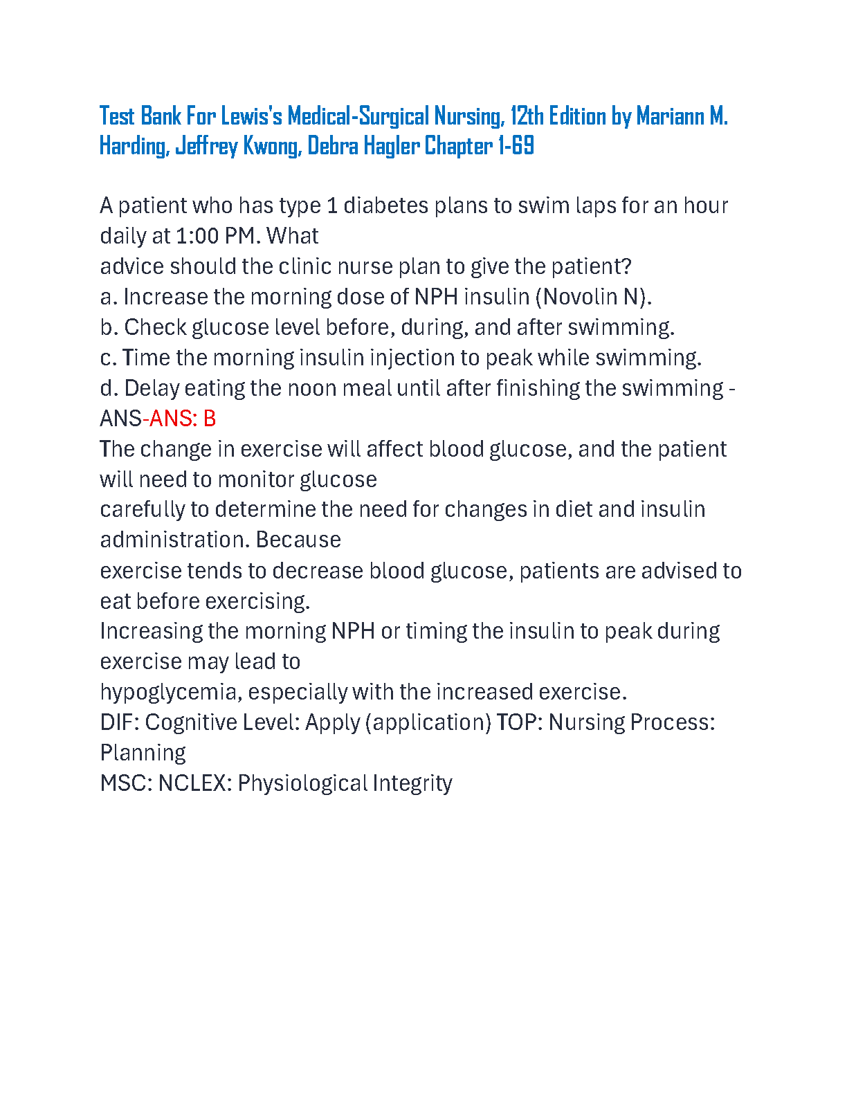 Lewis Med Surg Nursing Test Bank 12e 2026/27 IMG-1