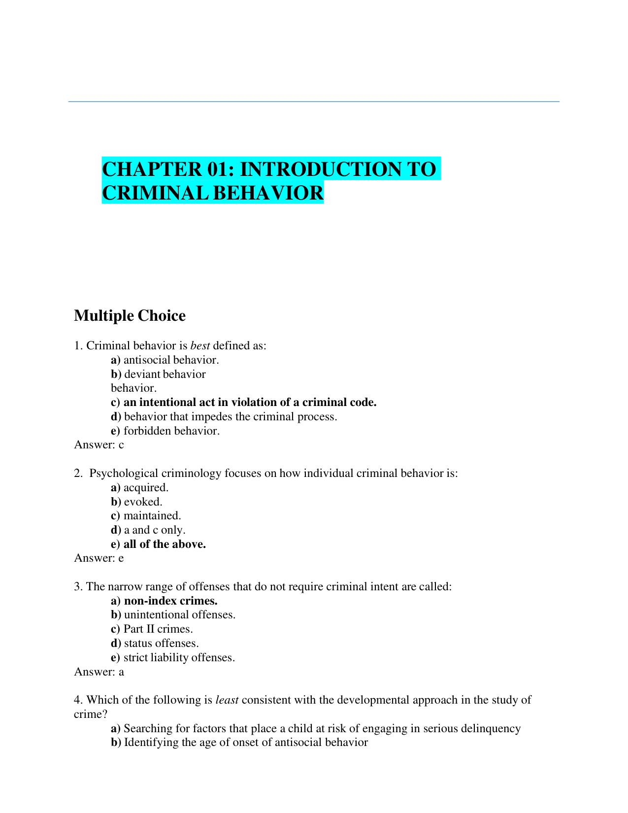 Criminal Behavior: A  Psychological  Approach 11th Edition