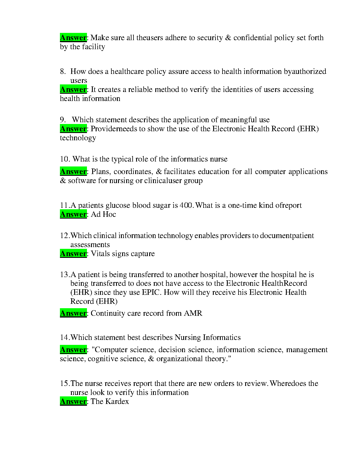 WGU D220 Info Tech in Nursing Exam Qs A 2023-24 Study Guide