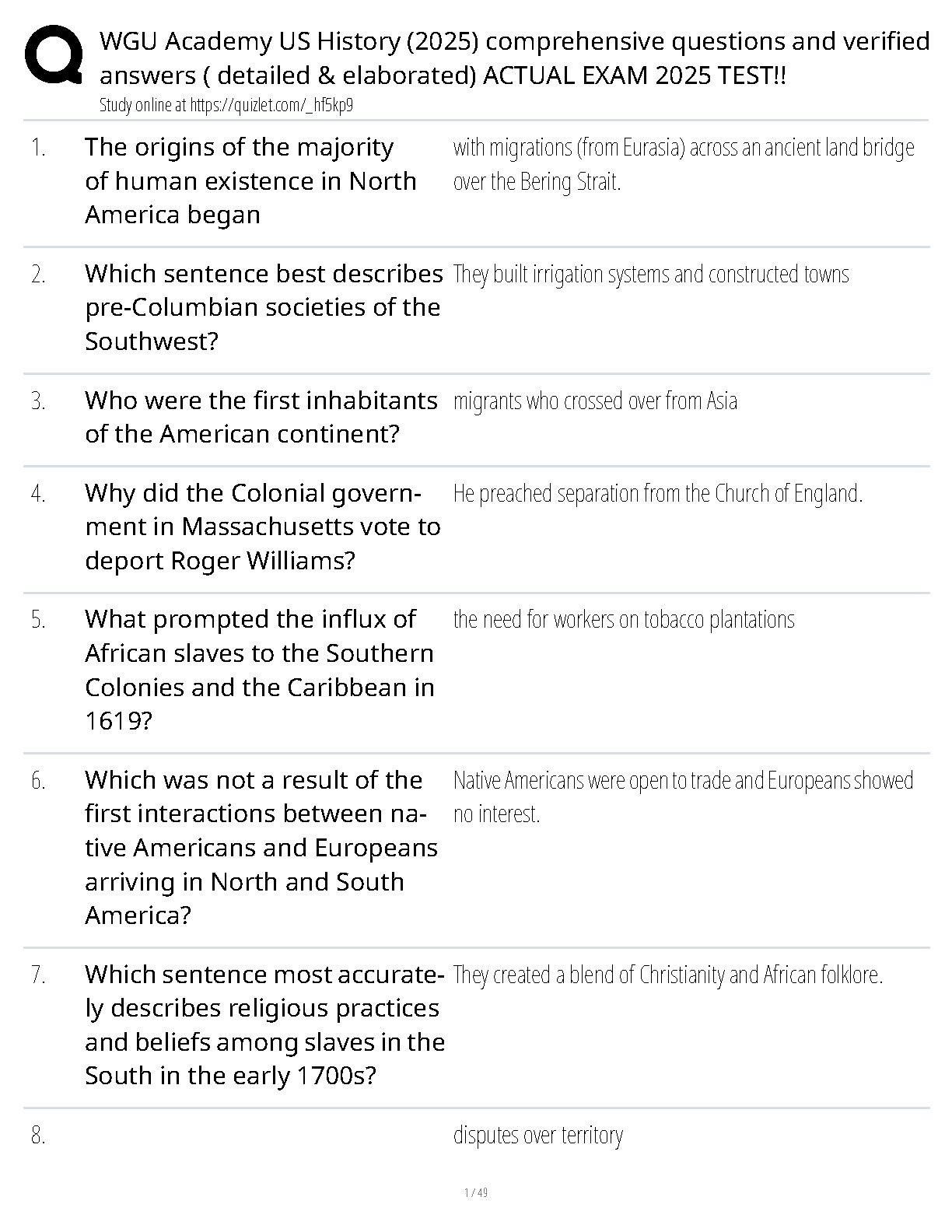 WGU Academy US History Test Bank 2025 Questions and Answers