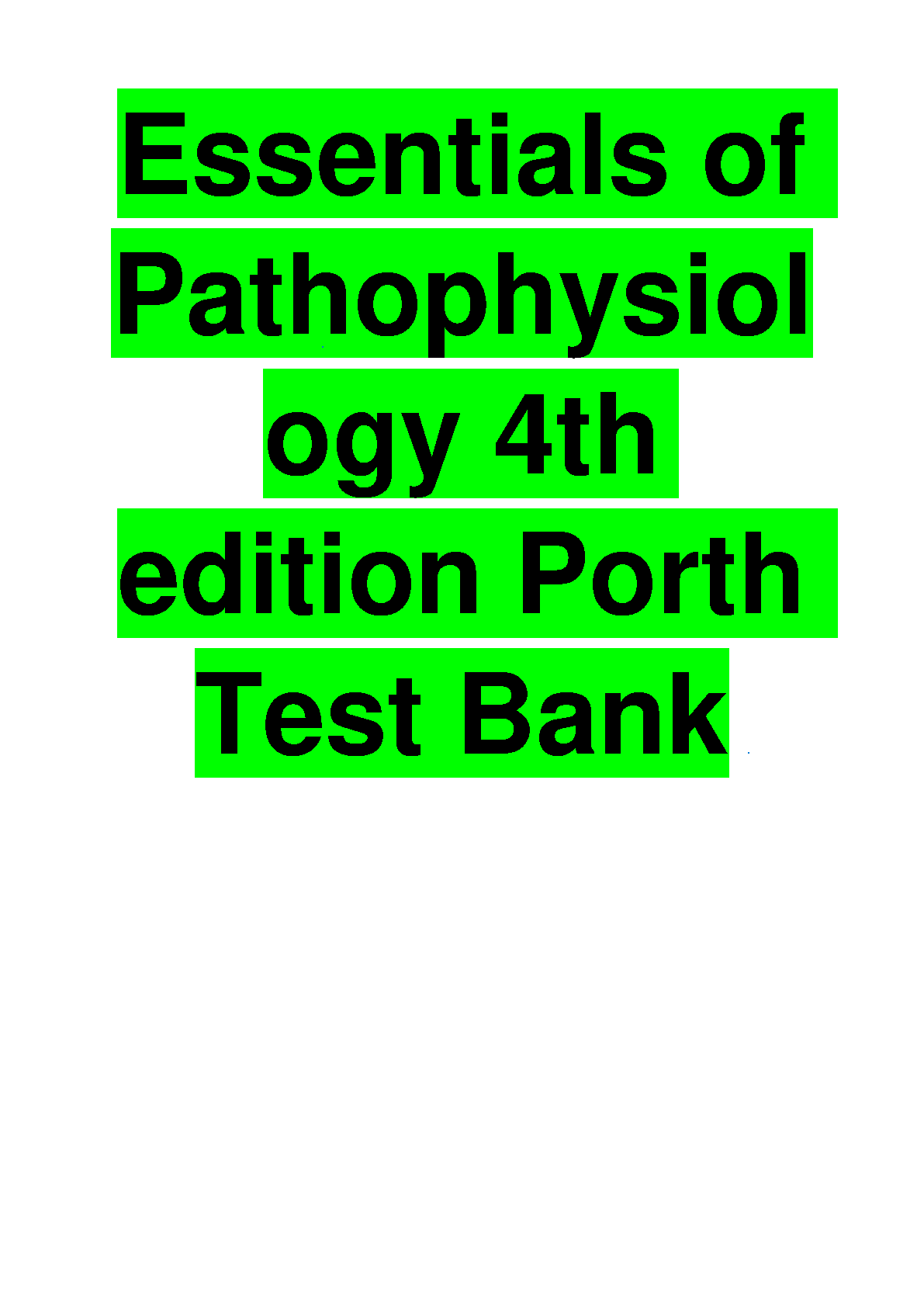 Pathophysiology 4e Test Bank 2026/27 | Essentials